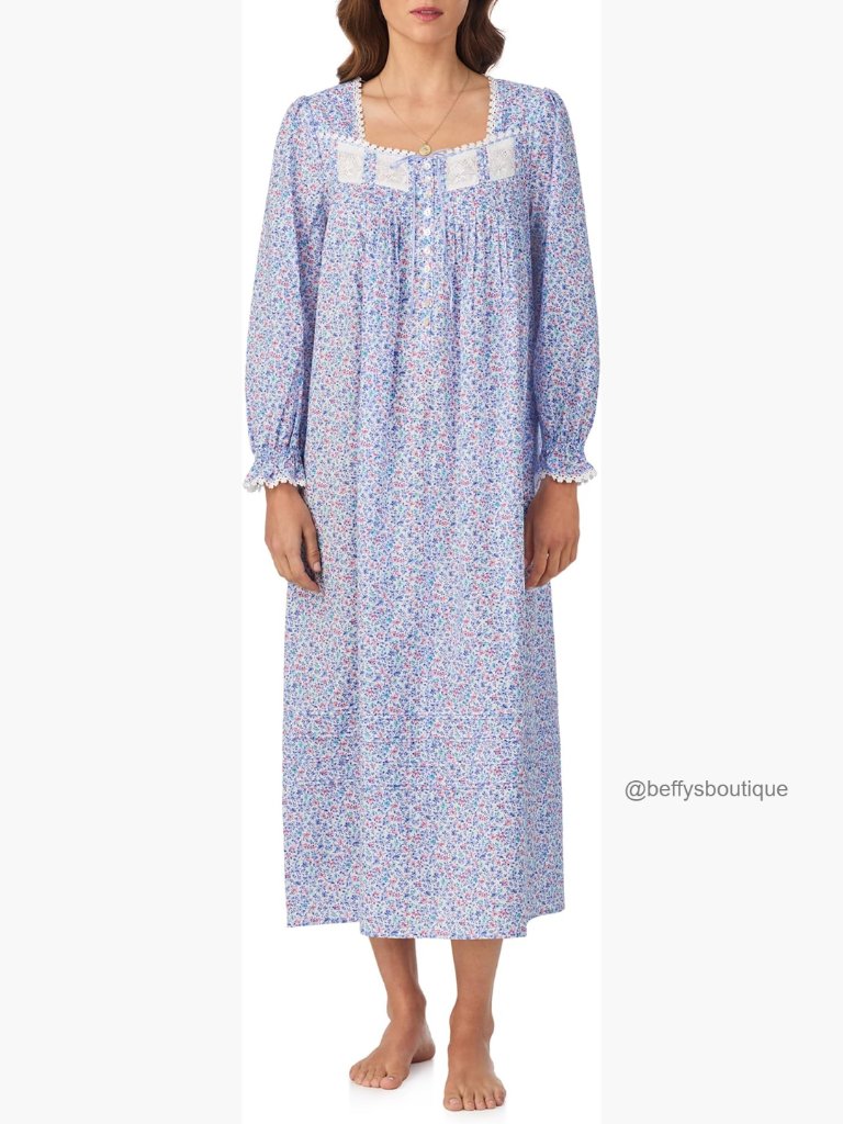 Cotton Lawn 50" Ballet Long Sleeve Nightgown, Size Xl